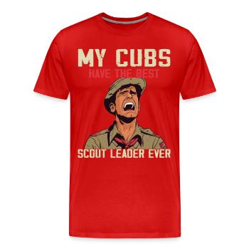 Camping Scouting - Drôle de père scout - T-shirt bio Premium Homme - rouge - Devant - Damien (186cm)