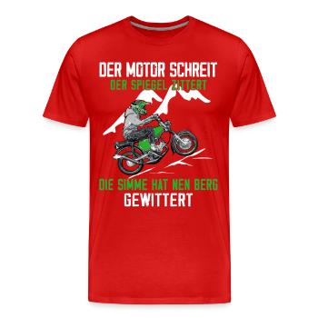 Lustiger Spruch Simsonfahrer S50 S51 Simme Moped - Männer Premium Bio T-Shirt - Rot - Vorne - Damien (186cm)