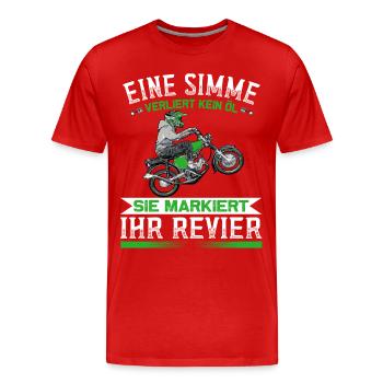 Lustiger Spruch Simsonfahrer S50 S51 Simme Moped - Männer Premium Bio T-Shirt - Rot - Vorne - Damien (186cm)