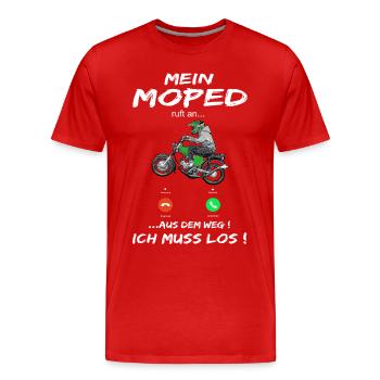 Lustiger Spruch Simsonfahrer S50 S51 Simme Moped - Männer Premium Bio T-Shirt - Rot - Vorne - Damien (186cm)