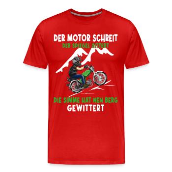 Lustiger Spruch Simsonfahrer S50 S51 Simme Moped - Männer Premium Bio T-Shirt - Rot - Vorne - Damien (186cm)