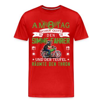 Lustiger Spruch Simsonfahrer S50 S51 Simme Moped - Männer Premium Bio T-Shirt - Rot - Vorne - Damien (186cm)