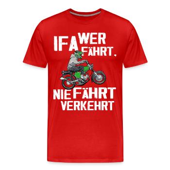Lustiger Spruch Simsonfahrer S50 S51 Simme Moped - Männer Premium Bio T-Shirt - Rot - Vorne - Damien (186cm)