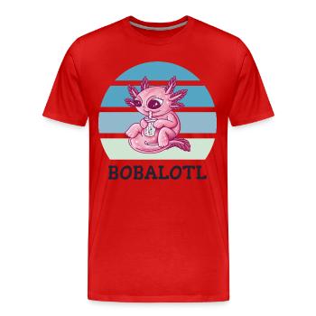 Boba Bubble Tea Axolotl Bobalotl - Men's Premium Organic T-Shirt - red - Front - Damien (186cm)