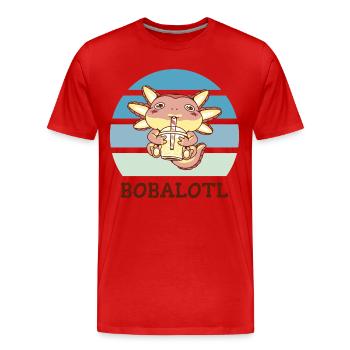 Boba Bubble Tea Axolotl Bobalotl - Men's Premium Organic T-Shirt - red - Front - Damien (186cm)