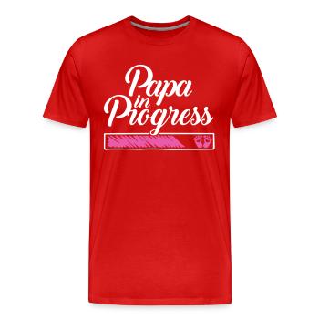 Pregnancy 2023 - Daddy Work in progress - - Men's Premium Organic T-Shirt - red - Front - Damien (186cm)