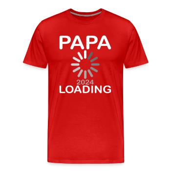 Grossesse 2024 - Futur père - Papa - T-shirt bio Premium Homme - rouge - Devant - Damien (186cm)