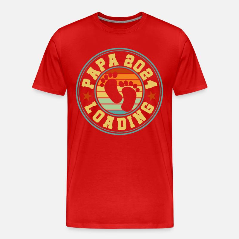 Werdender Vater - Papa 2024 loading - Männer Premium Bio T-Shirt - Rot