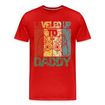 Father-to-be - Leveled up to Daddy - Men's Premium Organic T-Shirt - red - Front - Damien (186cm)