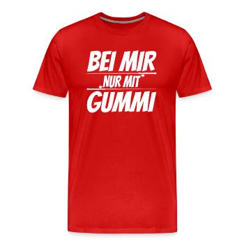 Bei mir nur mit Gummi - Lustiges Spinnfischen - Männer Premium Bio T-Shirt - Rot - Vorne - Damien (186cm)
