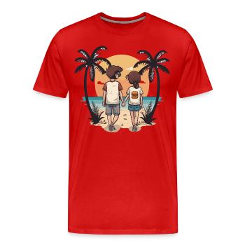 Escapade romantique - T-shirt bio Premium Homme - rouge - Devant - Damien (186cm)