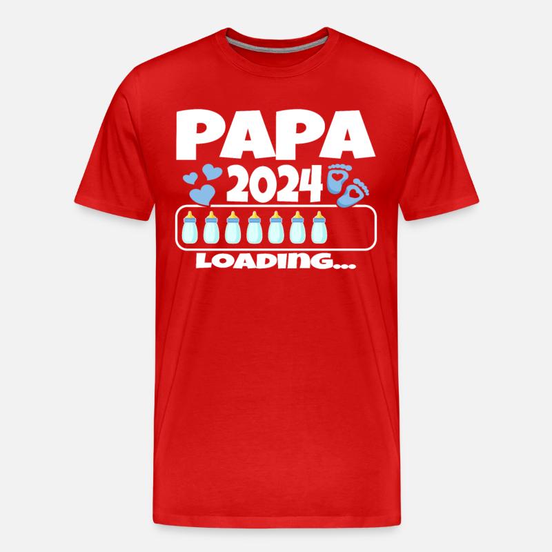 Werdender Vater - Papa 2024 loading - Männer Premium Bio T-Shirt - Rot