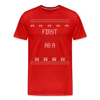 Premier Noël en tant que papa - Noël moche - T-shirt bio Premium Homme - rouge - Devant - Damien (186cm)