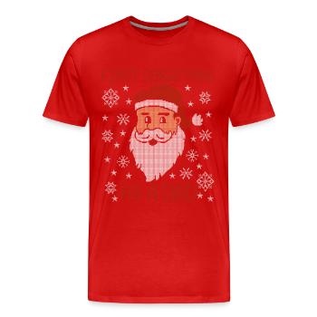 Premier Noël en tant que papa - Noël moche - T-shirt bio Premium Homme - rouge - Devant - Damien (186cm)