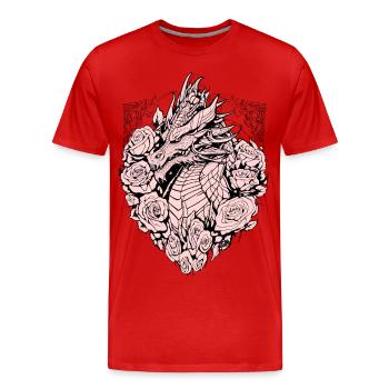 Dragon in the shield - Men's Premium Organic T-Shirt - red - Front - Damien (186cm)
