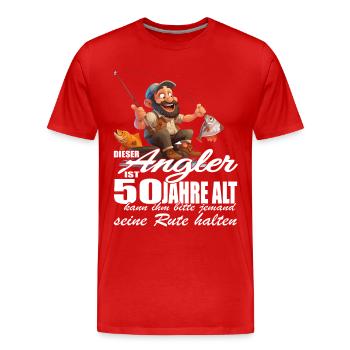 Dieser Angler ist 50 Jahre - Geburtstag - Männer Premium Bio T-Shirt - Rot - Vorne - Damien (186cm)