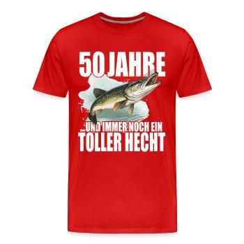 50 Jahre und immer noch ein toller Hecht - Männer Premium Bio T-Shirt - Rot - Vorne - Damien (186cm)