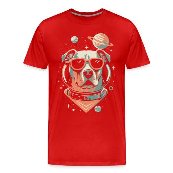 Chemise Labrador de l’espace rétro oeuvre colorée - T-shirt bio Premium Homme - rouge - Devant - Damien (186cm)