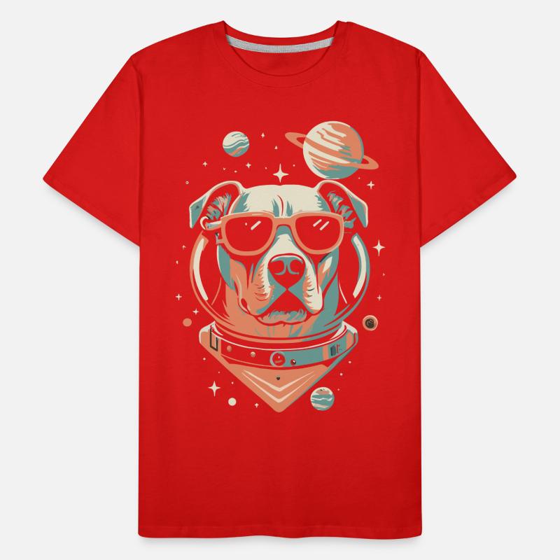 Chemise Labrador de l’espace rétro oeuvre colorée T-shirt bio Premium Homme