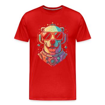 Chemise Labrador de l’espace rétro oeuvre colorée - T-shirt bio Premium Homme - rouge - Devant - Damien (186cm)