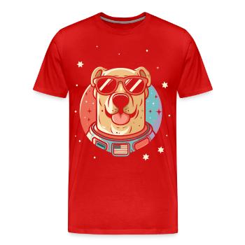 Chemise Labrador de l’espace rétro oeuvre colorée - T-shirt bio Premium Homme - rouge - Devant - Damien (186cm)