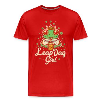 Leap Day Girl 29. Februar Geburtstag Frosch Bubble - Männer Premium Bio T-Shirt - Rot - Vorne - Damien (186cm)