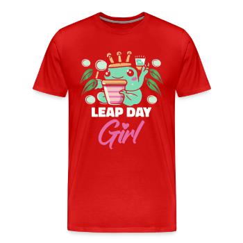 Leap Day Girl 29. Februar Geburtstag Frosch Bubble - Männer Premium Bio T-Shirt - Rot - Vorne - Damien (186cm)