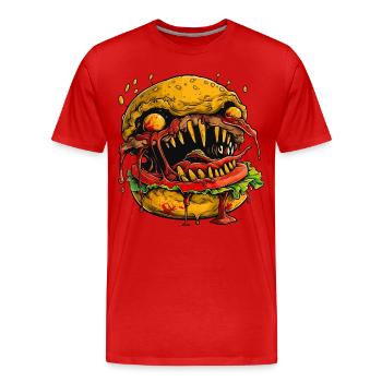 Burger Halloween Creepy - Männer Premium Bio T-Shirt - Rot - Vorne - Damien (186cm)