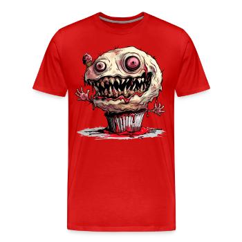 Cupcake Monster Zombie Halloween - Männer Premium Bio T-Shirt - Rot - Vorne - Damien (186cm)