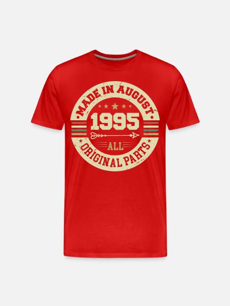 August 1995 Birthday Gift August 1995 August - Men's Premium Organic T-Shirt - red