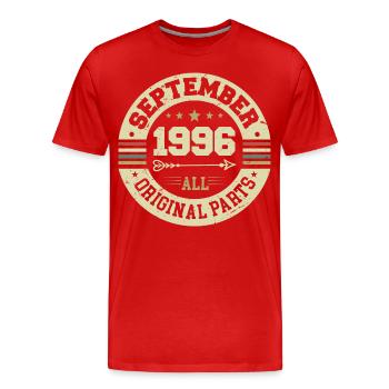 28. Geburtstag 1996 Legendär seit September 1996 - Männer Premium Bio T-Shirt - Rot - Vorne - Damien (186cm)