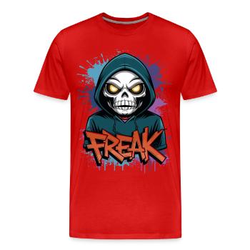 Freak - Skull, Totenkopf - Männer Premium Bio T-Shirt - Rot - Vorne - Damien (186cm)