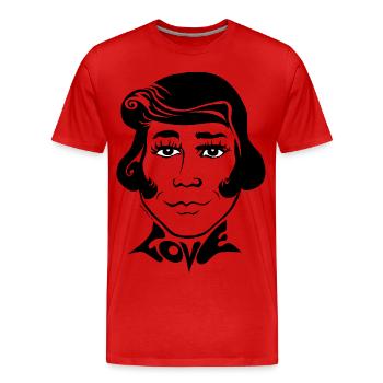 60s Love Sixties unisex Gesicht divers trans - Männer Premium Bio T-Shirt - Rot - Vorne - Damien (186cm)