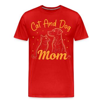 Cat and Dog Mom Tee Pets Animals Lover Puppy Women - Men's Premium Organic T-Shirt - red - Front - Damien (186cm)