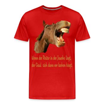 Zum Lachen - Männer Premium Bio T-Shirt - Rot - Vorne - Damien (186cm)