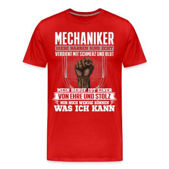 MECHANIKER - Ehre und Stolz - Männer Premium Bio T-Shirt - Rot - Vorne - Damien (186cm)