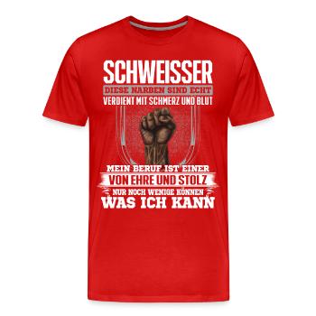 SCHWEISSER - Ehre und Stolz - Männer Premium Bio T-Shirt - Rot - Vorne - Damien (186cm)