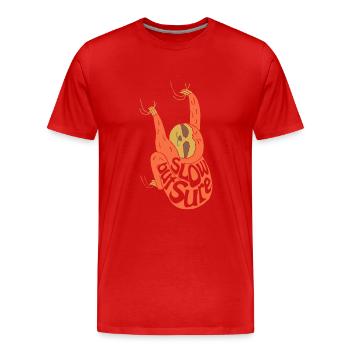Sloth Slow but Sure - Men's Premium Organic T-Shirt - red - Front - Damien (186cm)