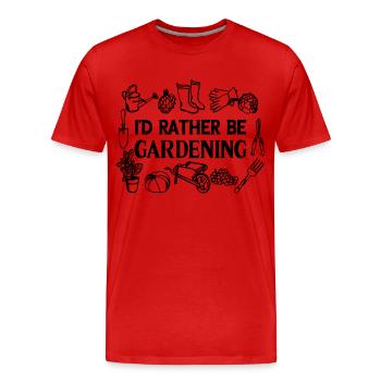 I'd Rather Be Gardening - Men's Premium Organic T-Shirt - red - Front - Damien (186cm)