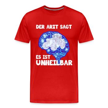 Traktor Trekker Landwirt Bauer - Männer Premium Bio T-Shirt - Rot - Vorne - Damien (186cm)