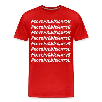 Protein & Gewichte Workout Fitness Bodybuilding - Männer Premium Bio T-Shirt - Rot - Vorne - Damien (186cm)