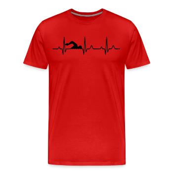 Battement de coeur - T-shirt bio Premium Homme - rouge - Devant - Damien (186cm)