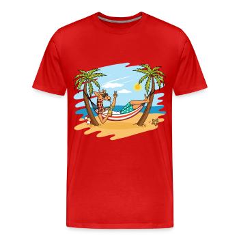 Drôle de girafe sur le cadeau de vacances d'été de plage - T-shirt bio Premium Homme - rouge - Devant - Damien (186cm)