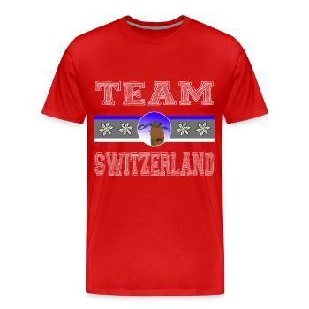 Schweiz Schweizer Murmeltier Edelweiss Geschenk - Männer Premium Bio T-Shirt - Rot - Vorne - Damien (186cm)