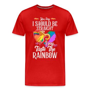 Taste The Rainbow Gay Pride LGBT LGBTQ Geschenk - Männer Premium Bio T-Shirt - Rot - Vorne - Damien (186cm)