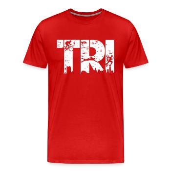 Triathlon - Ausdauer Sport Triathlet Geschenk - Männer Premium Bio T-Shirt - Rot - Vorne - Damien (186cm)
