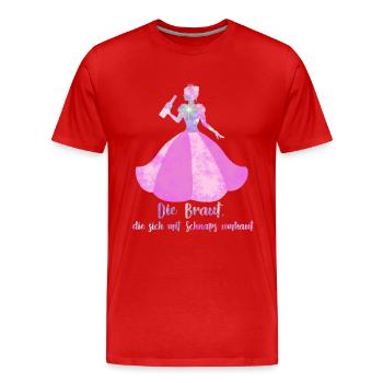 The bride who kills herself with liquor - Men's Premium Organic T-Shirt - red - Front - Damien (186cm)