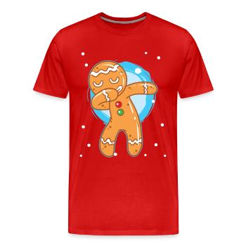 Weihnachten Lebkuchenmann Dab - Männer Premium Bio T-Shirt - Rot - Vorne - Damien (186cm)