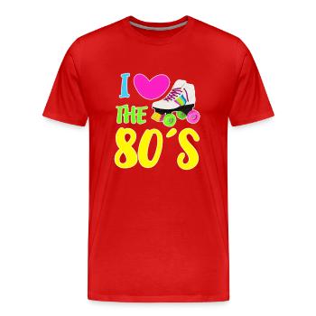 J'aime le coeur rétro des années 80 des années 80 - T-shirt bio Premium Homme - rouge - Devant - Damien (186cm)