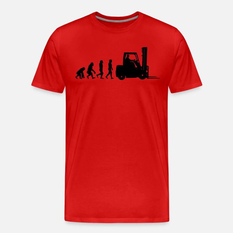 Evolution Staplerfahrer - Männer Premium Bio T-Shirt - Rot